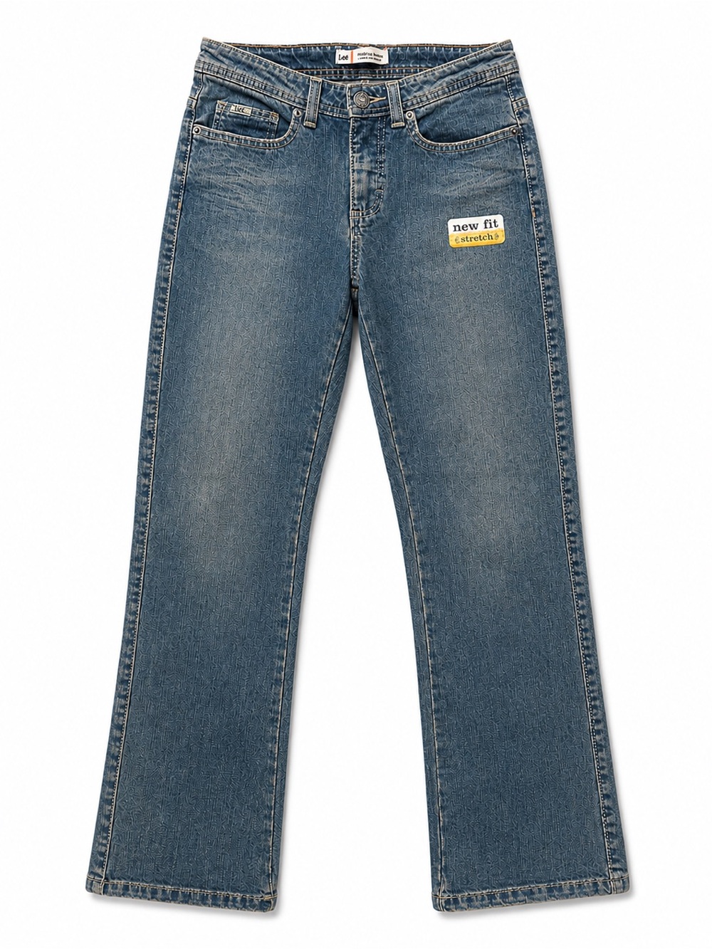 Lee Medium Wash Bootcut Jeans w/vertical slub fade & whiskering Y2K NWT (28x29) - Picture 2 of 8